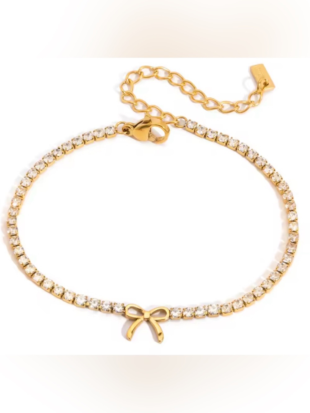 Gold Bow Crystal Tennis Bracelet - Women Jewelry